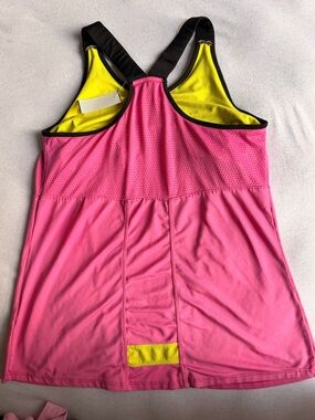 Lucky in Love Hot Pink Tank with Yellow Center Panel and Black Trim